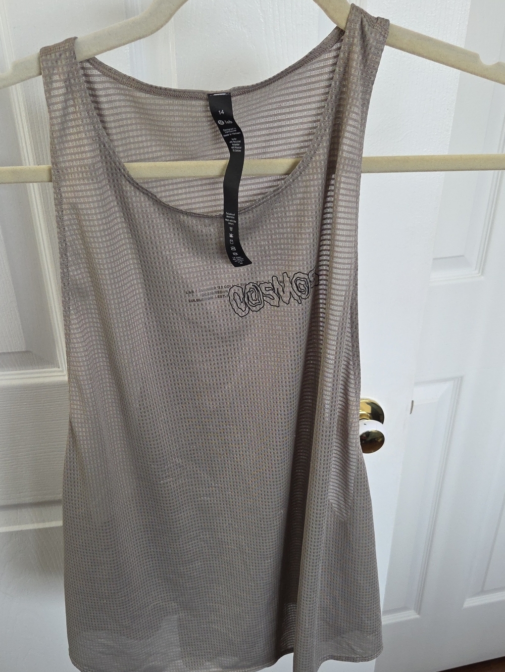lululemon athletica Taupe Mesh Tank — Sleeveless Athletic Layering Top